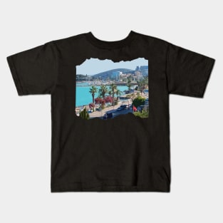 Beautiful photography of ocean, palm trees and blue sky Kids T-Shirt